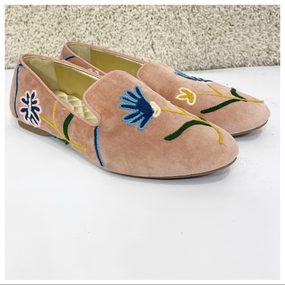 Birdies Shoes - Birdies Sterling Embroidered Floral Pink Slippers
